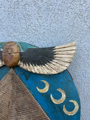 Folk Art Carnival Sign Winged Scarab and Pyramid "Elixir of Life"