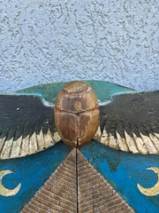 Folk Art Carnival Sign Winged Scarab and Pyramid "Elixir of Life"