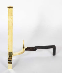 Marvelous & Sleek - Elegant & Heavy 1930's Pair of Brass Andirons