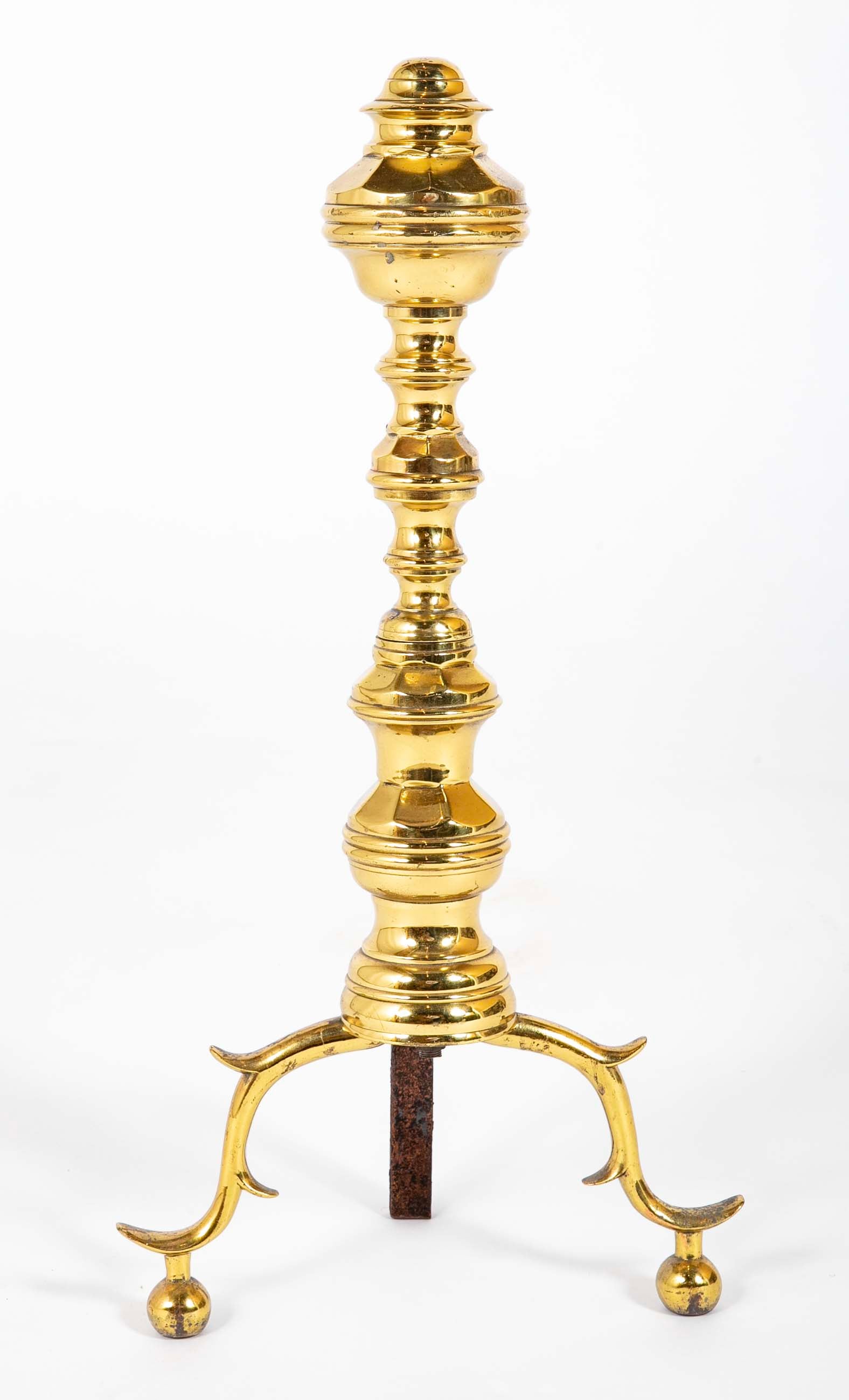 A Pair of Mid 20th Century Brass Andirons