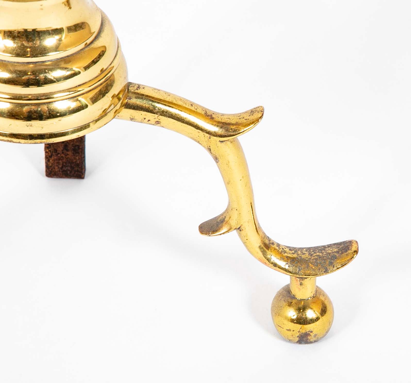 A Pair of Mid 20th Century Brass Andirons