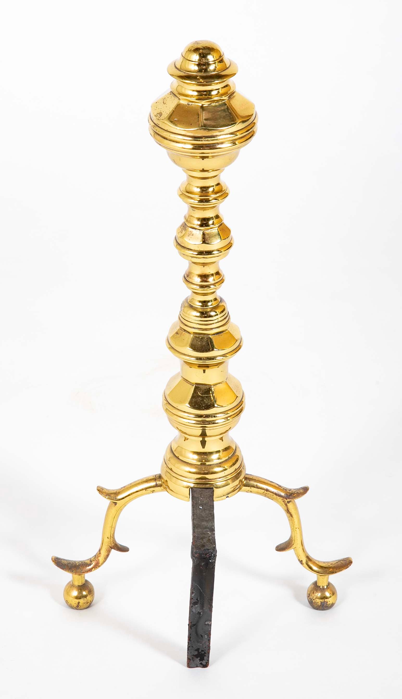 A Pair of Mid 20th Century Brass Andirons