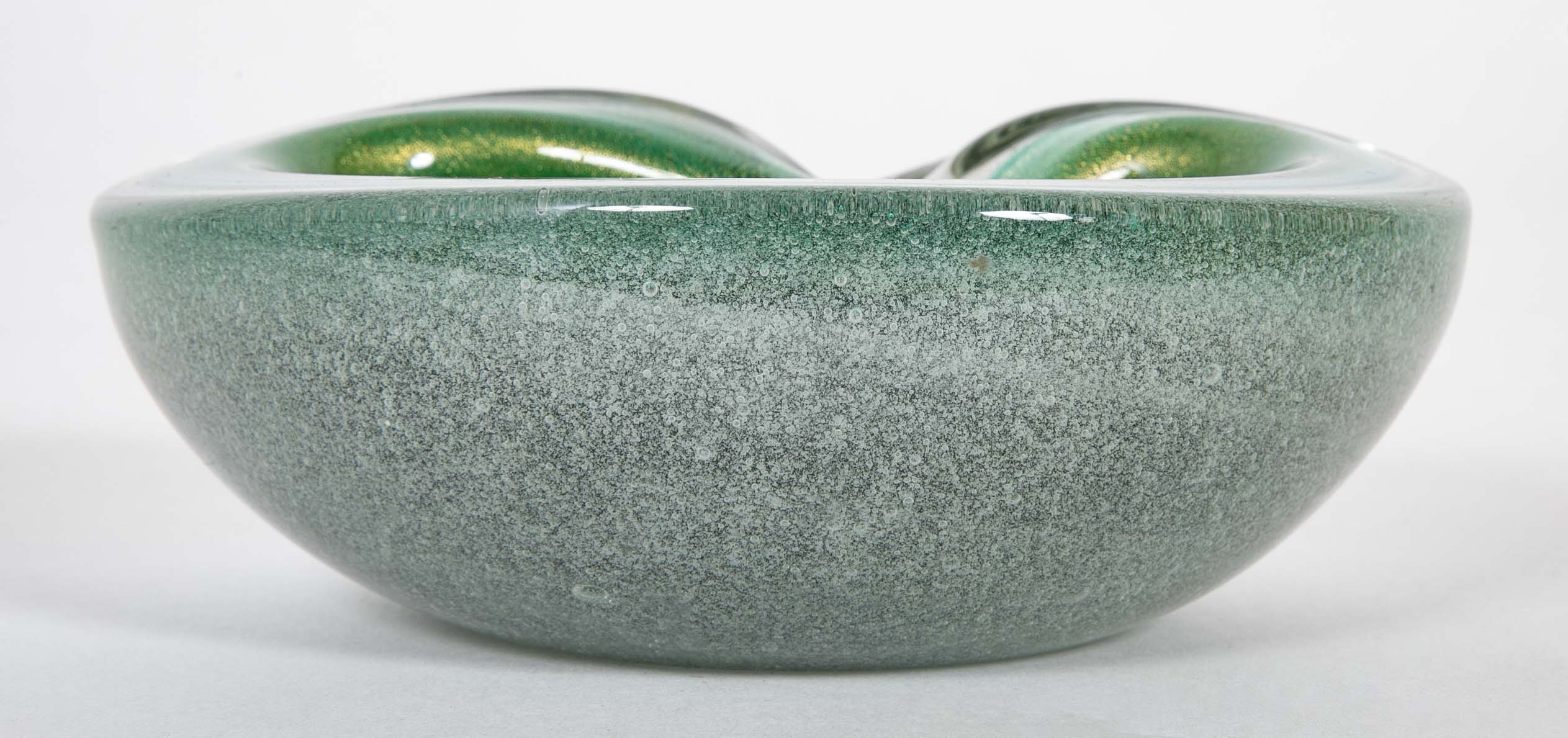 A Murano Pulegoso Green and Aventurine Dish