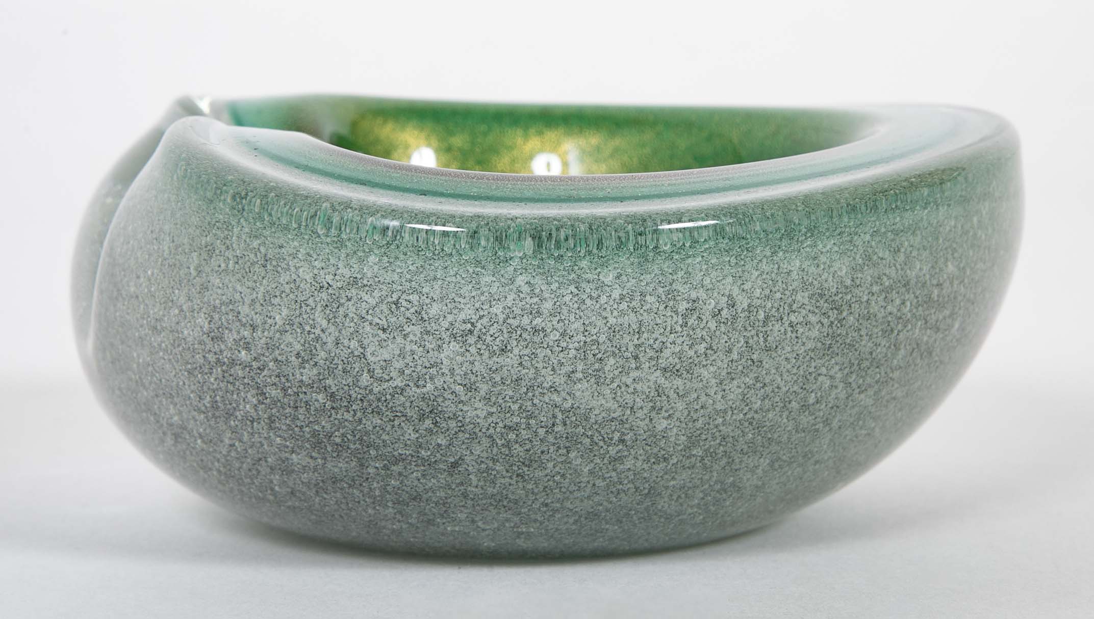 A Murano Pulegoso Green and Aventurine Dish
