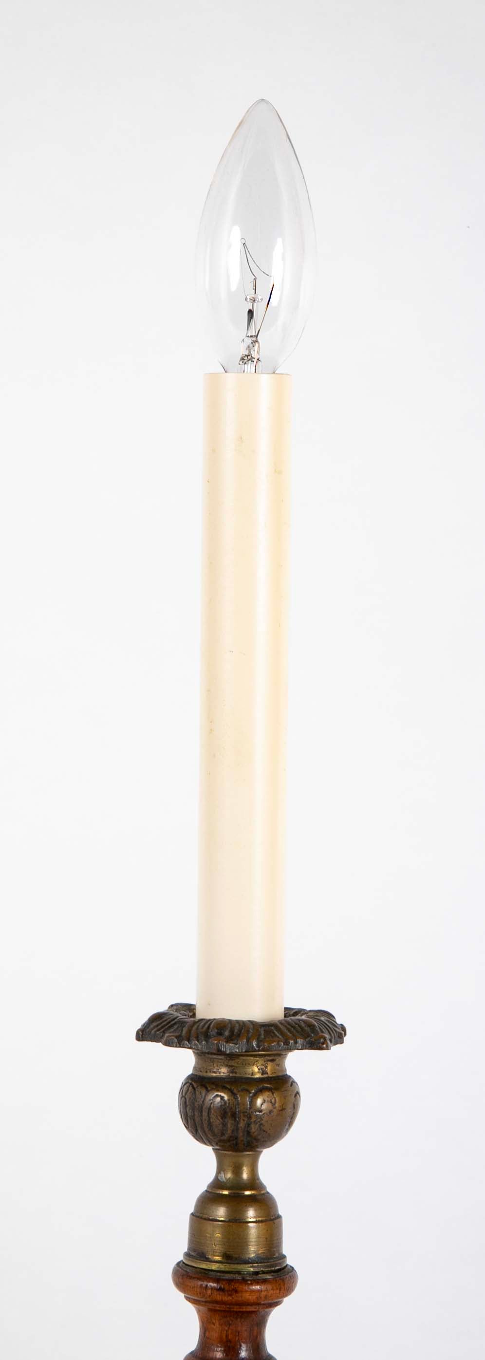 Pair of Open Barley Twist Wooden Candlesticks Now Lamps