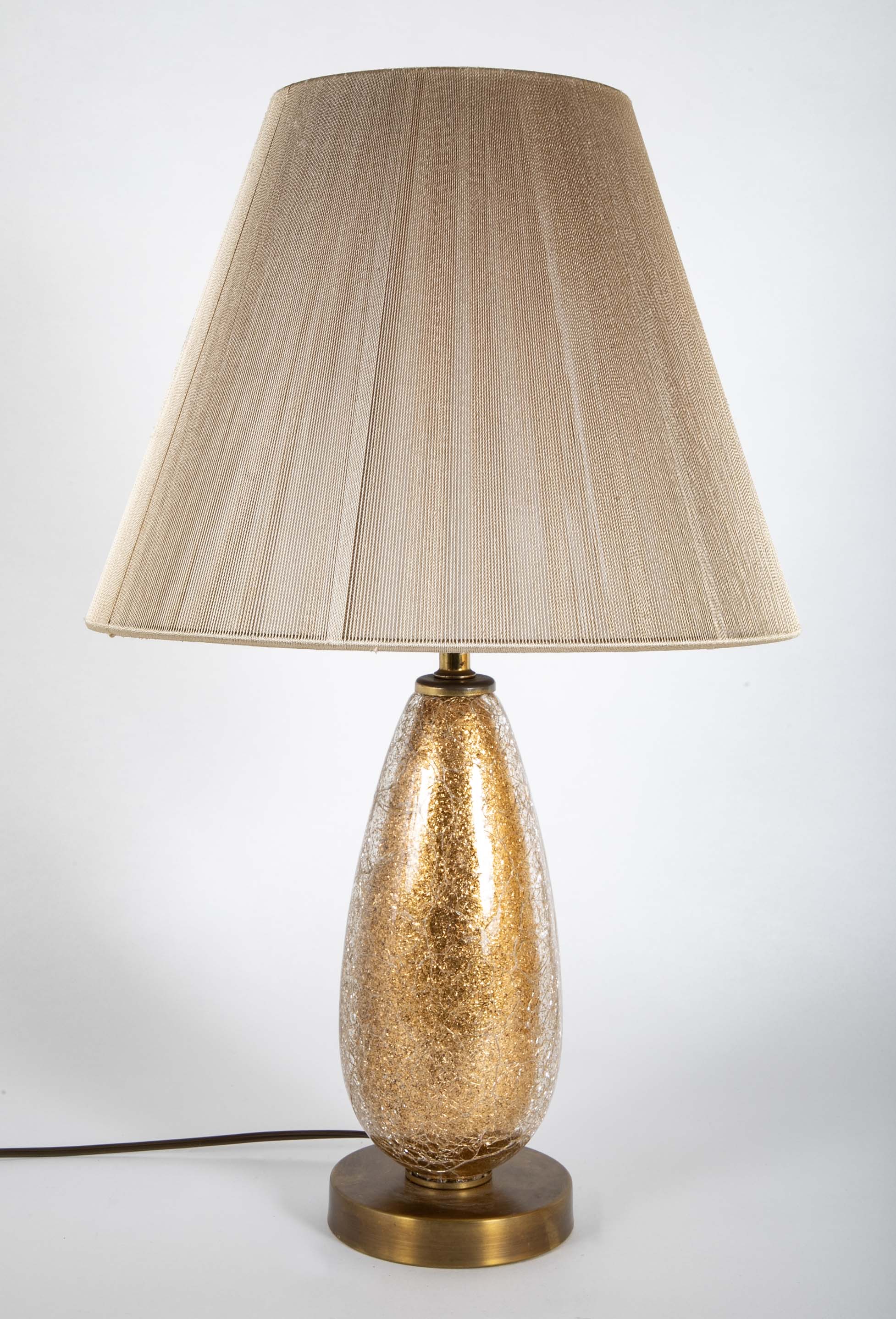 Mid-Century Italian Murano Gold Crackle Glass Lamp