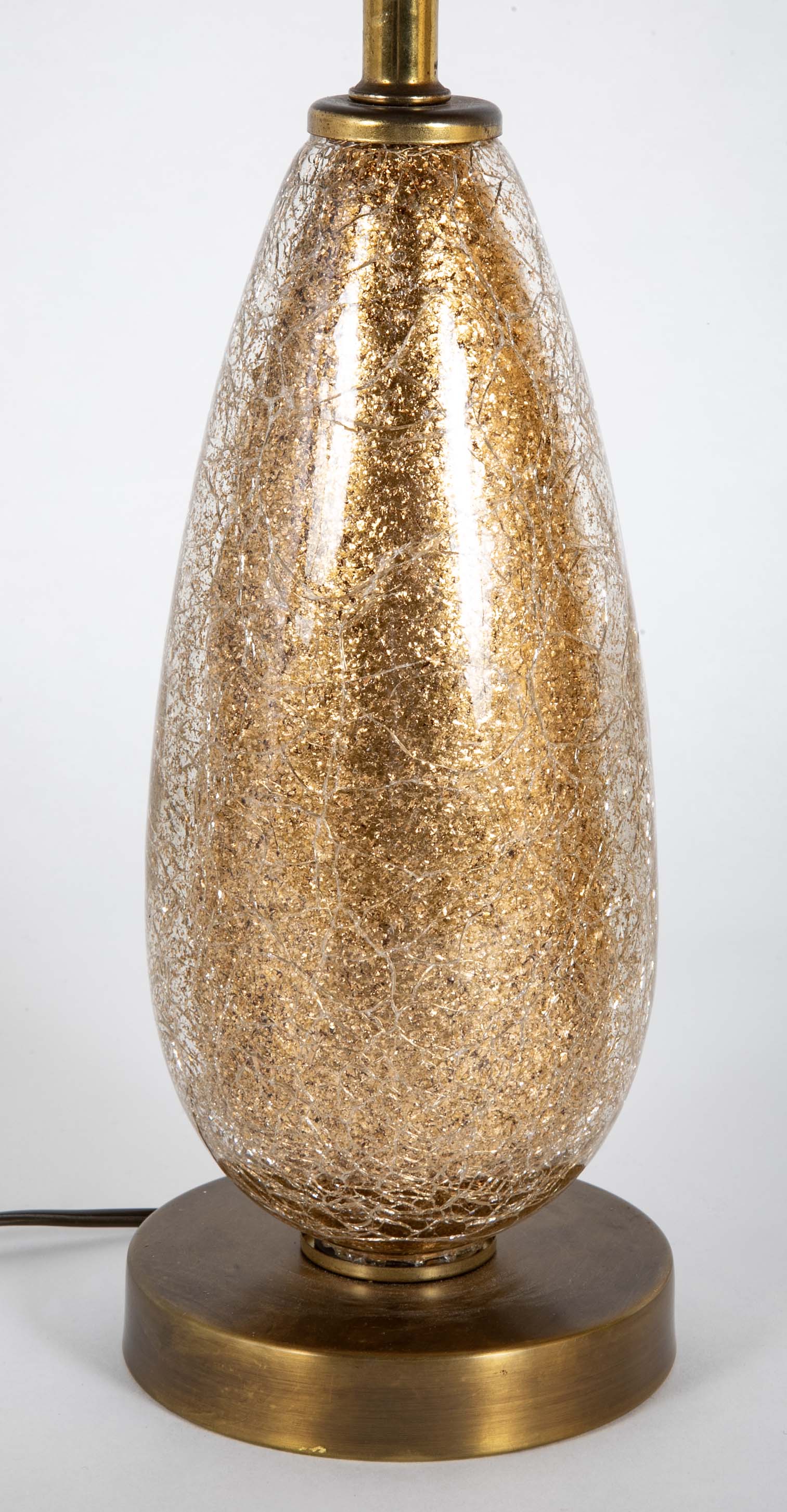 Mid-Century Italian Murano Gold Crackle Glass Lamp