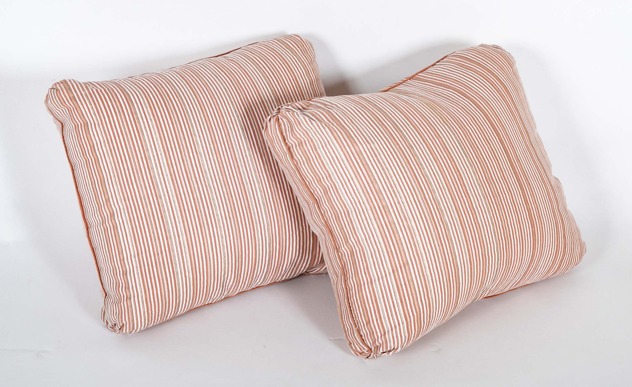 Pair of Fortuny Pillows with Malmaison Pattern in Rust, Cream & Gold - Priced Individually