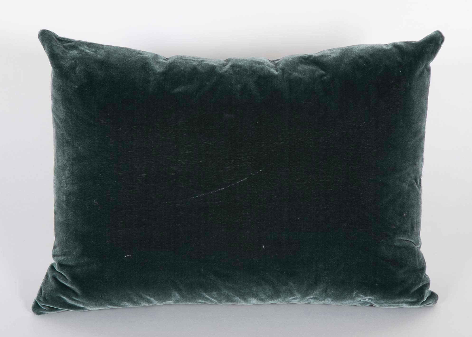 Three Silk Velvet Pillows with Antique Silk Embroidered Inset - Priced Individually