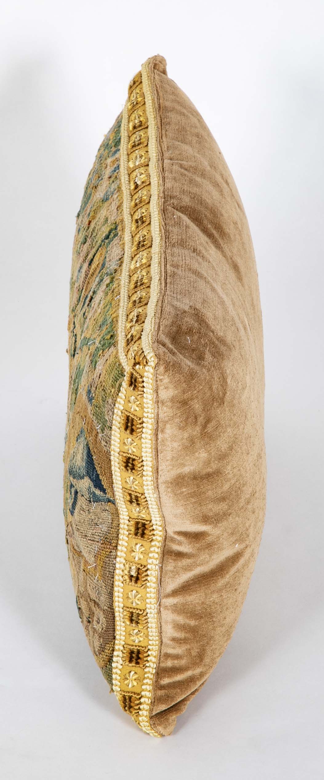 18th Century Tapestry now a Pillow with Velvet Linen Backing