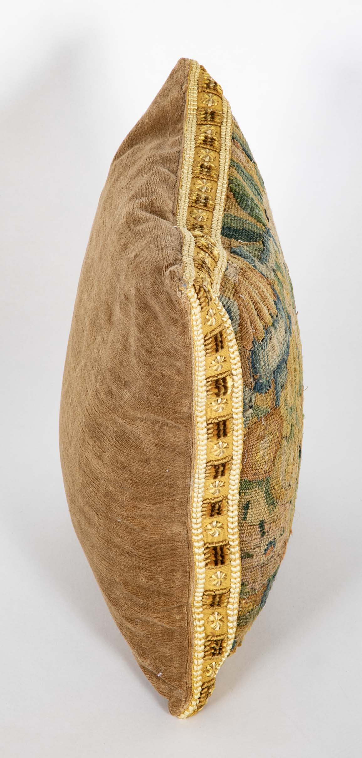 An 18th Century Tapestry now a Pillow with Velvet Backing