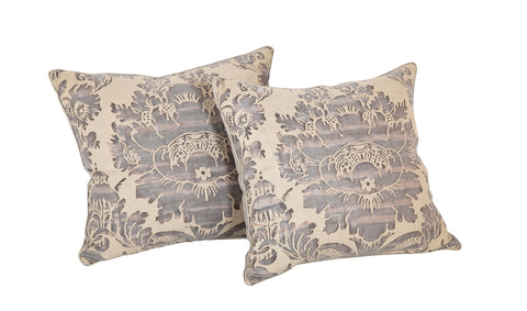 A Pair of Beige & Gray Fortuny Pillows  -  Also Priced Individually