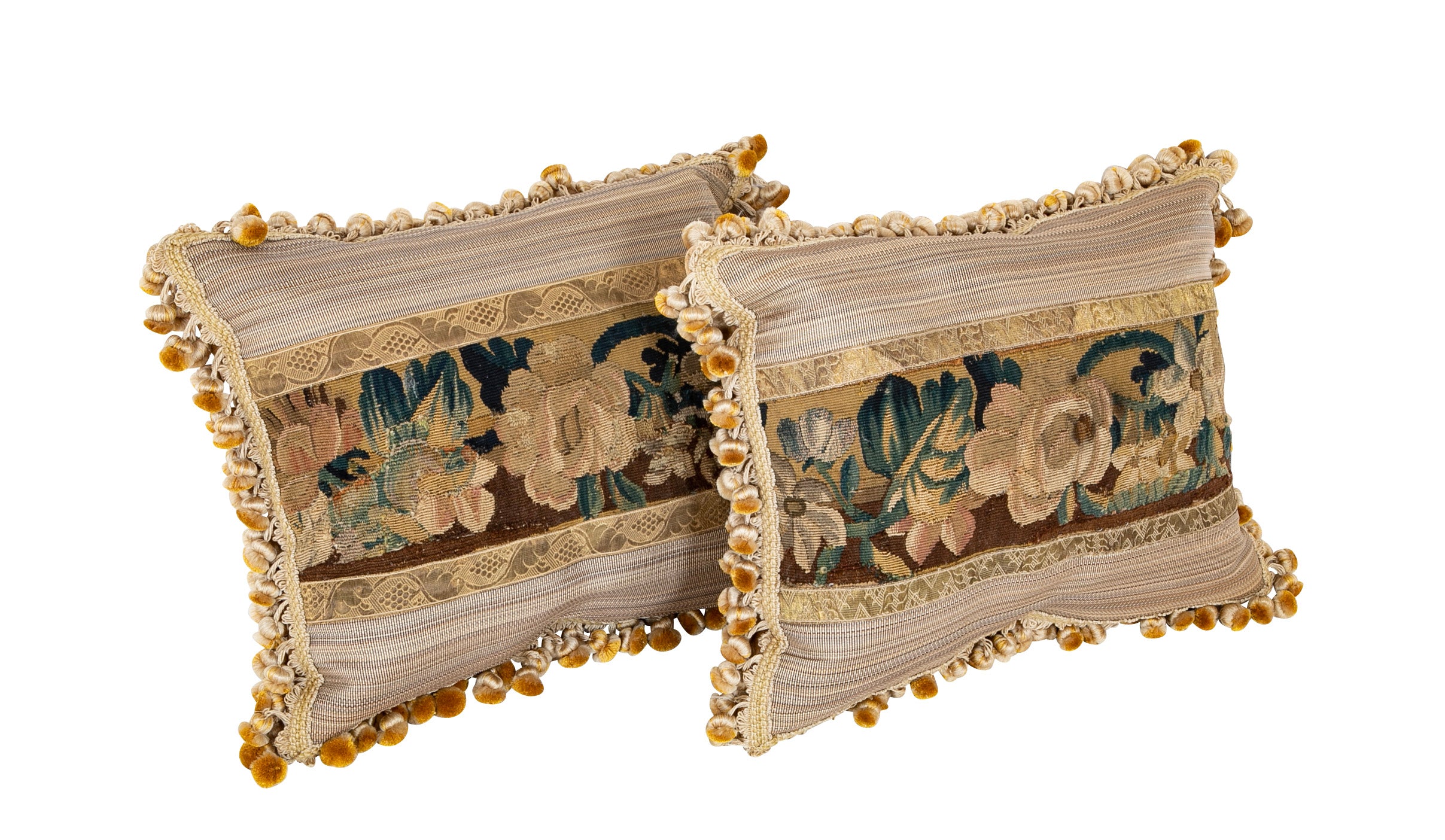 Pair of 18th Century Tapestry Panels now Pillows - Also Priced Individually