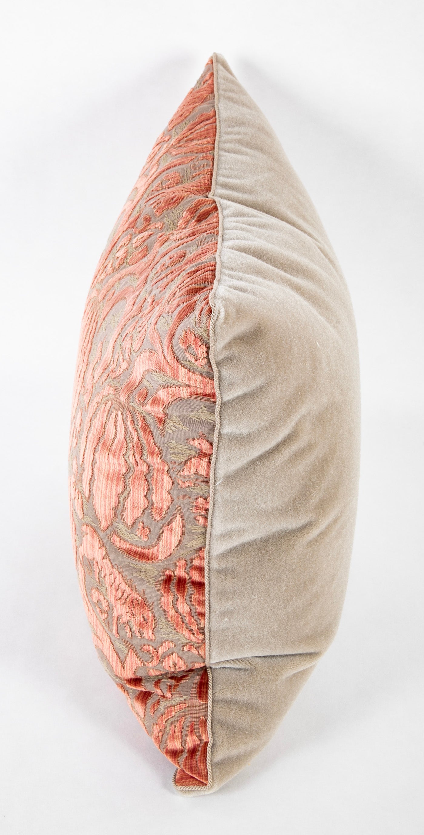 Bevilacqua Fabric Antique Pinkish Caccia ( Cut Velvet ) Pattern Pillow