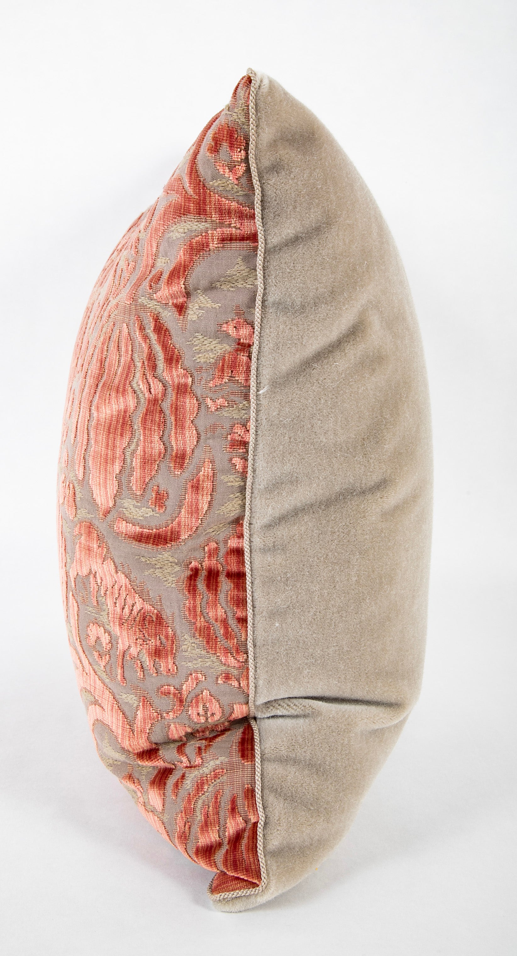 Bevilacqua Fabric Antique Pinkish Caccia ( Cut Velvet ) Pattern Pillow