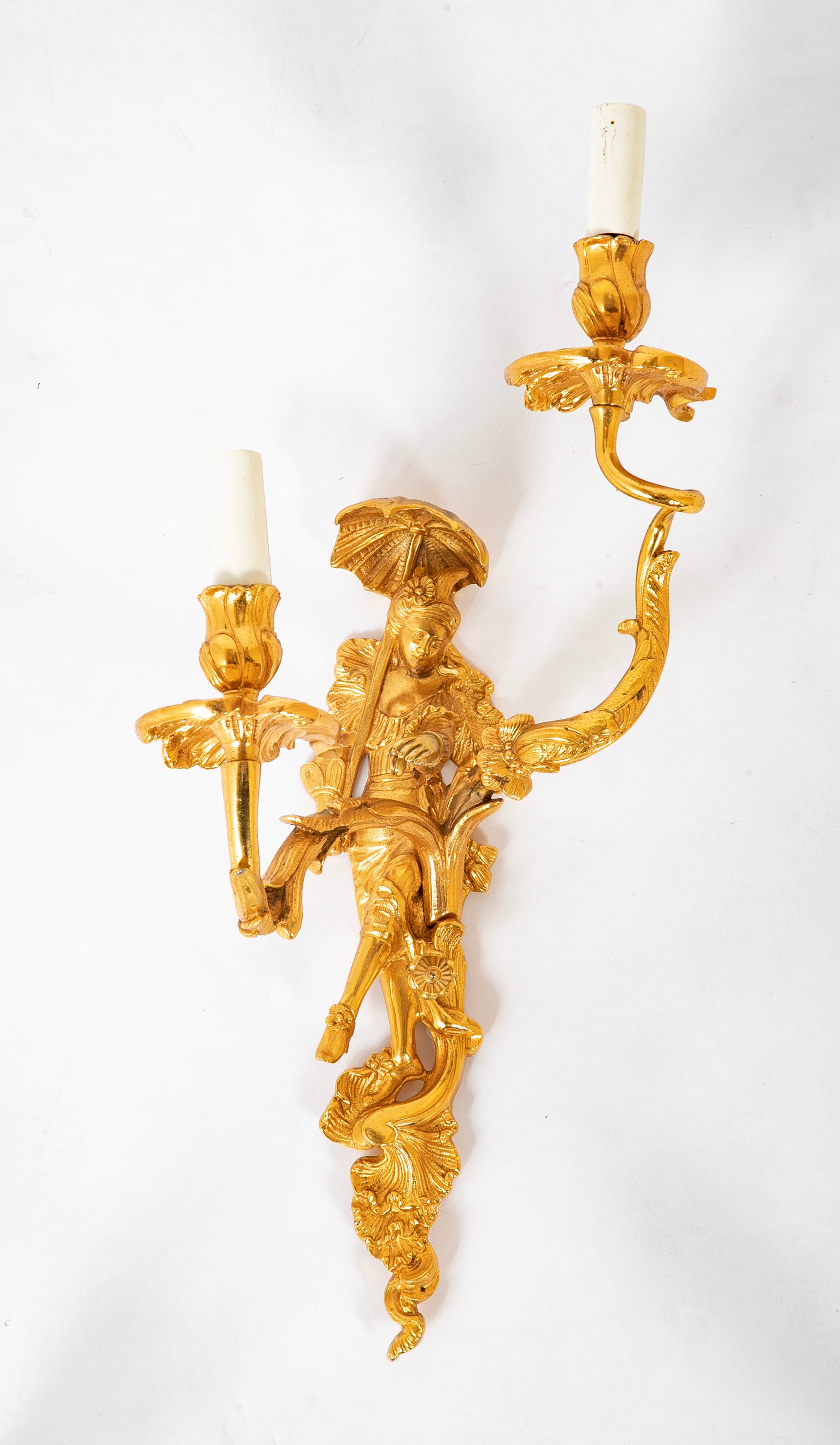 A Pair of Sherle Wagner Chinoiserie Two Light Sconces