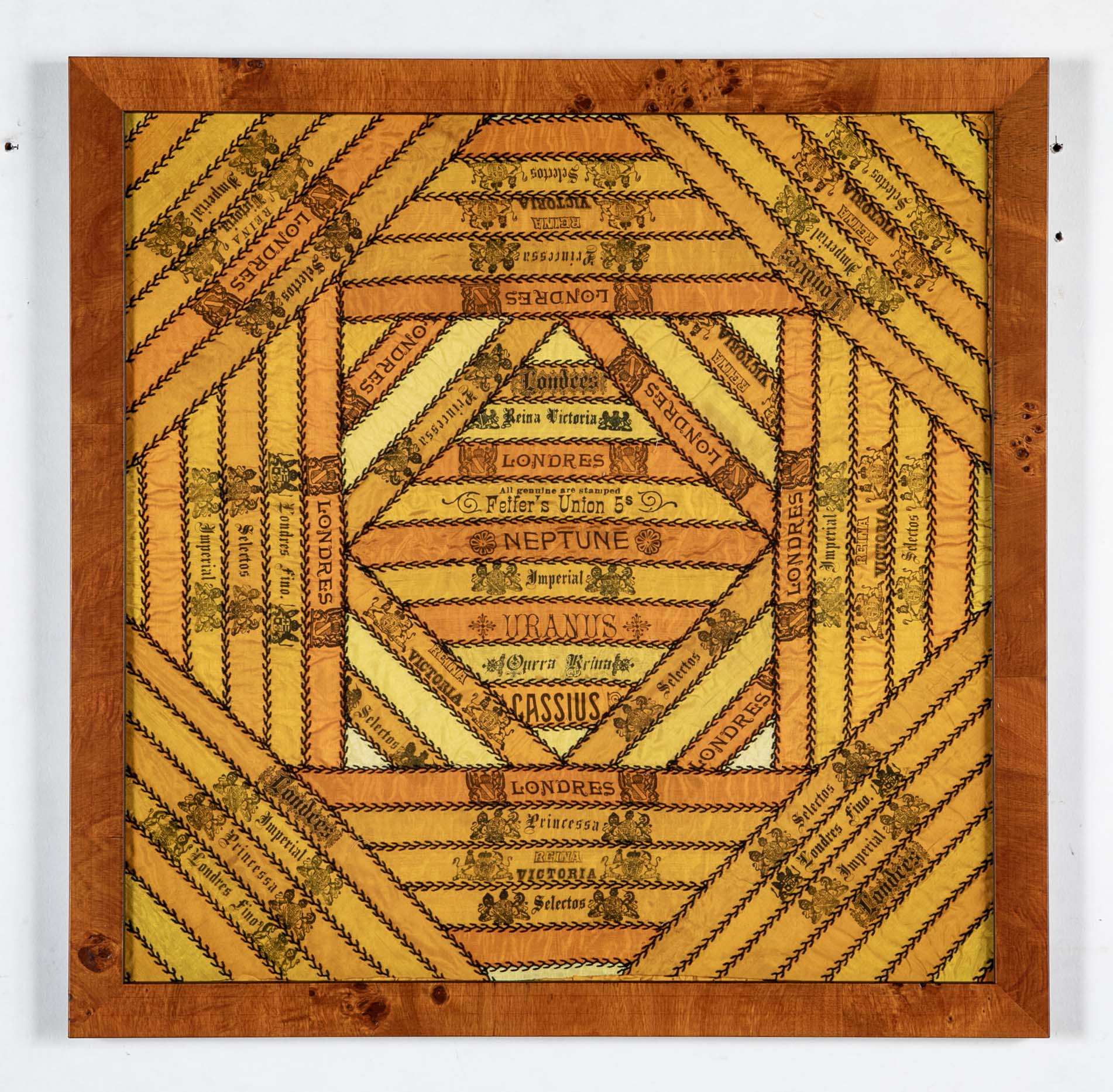 Traditional Tobacco Quilt Made from Cigar Ribbons