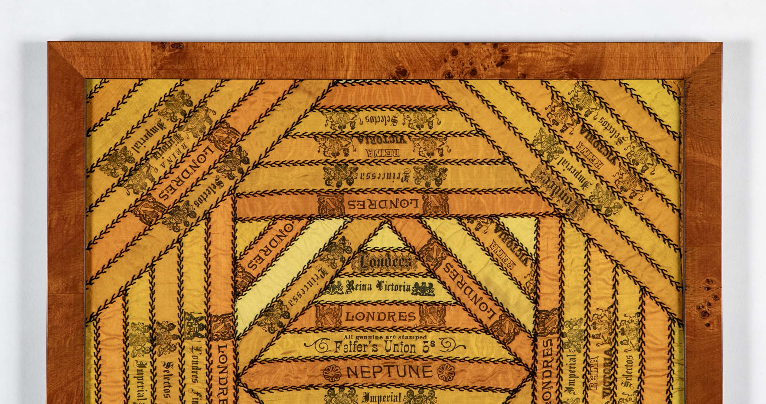 Traditional Tobacco Quilt Made from Cigar Ribbons