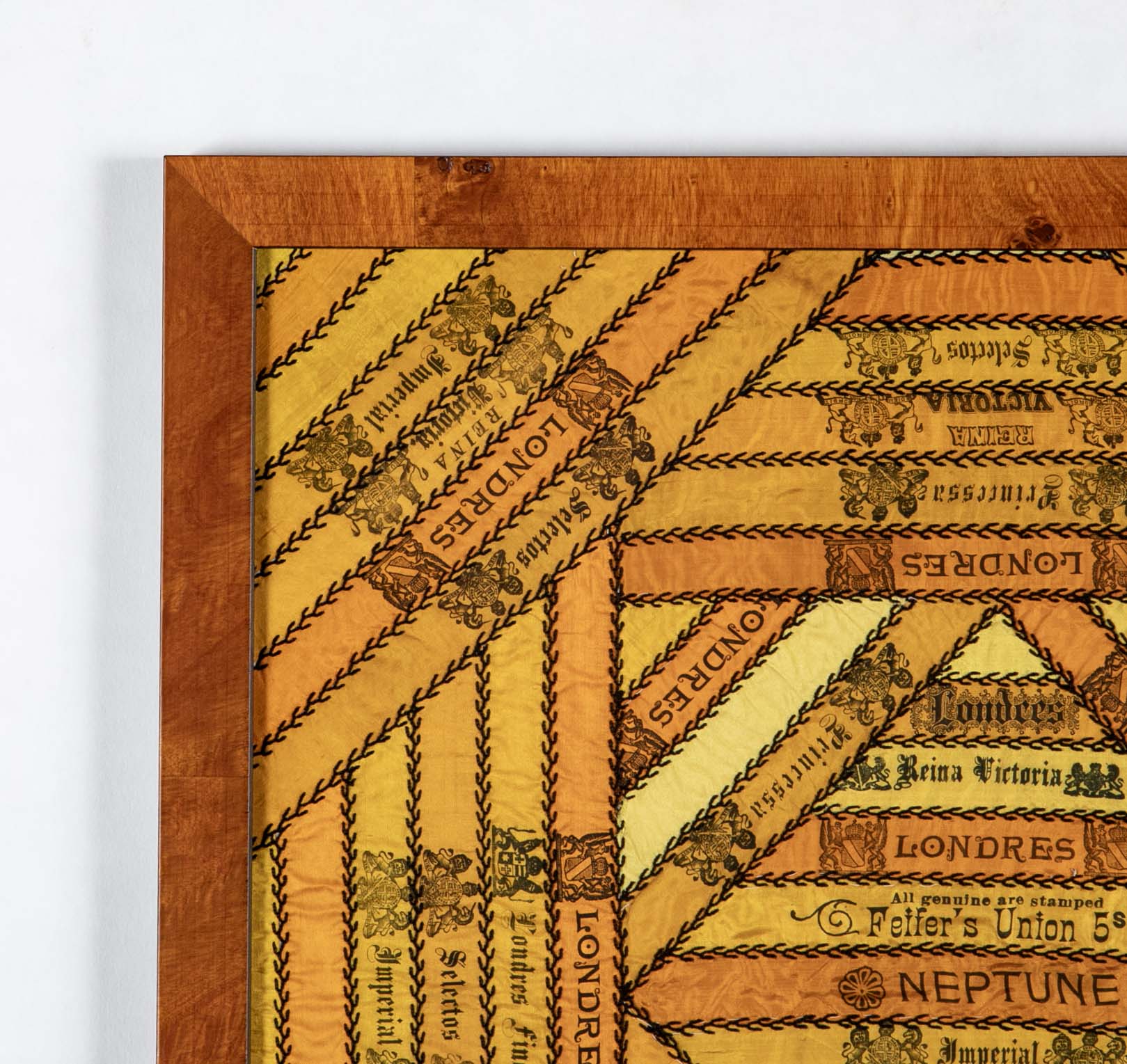 Traditional Tobacco Quilt Made from Cigar Ribbons