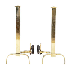 Marvelous & Sleek - Elegant & Heavy 1930's Pair of Brass Andirons