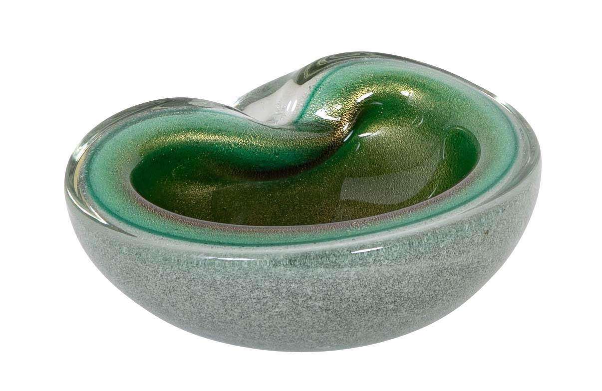 A Murano Pulegoso Green and Aventurine Dish