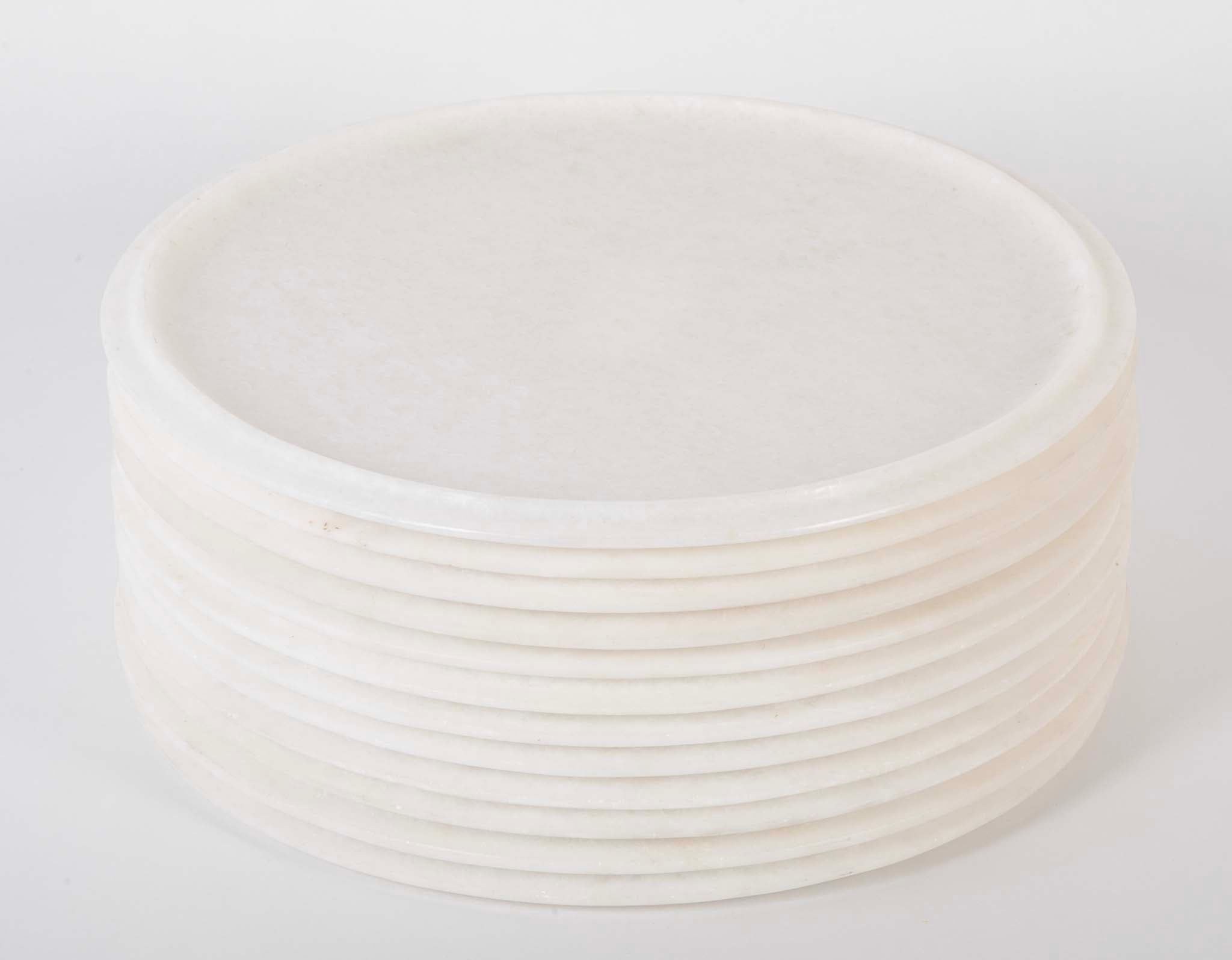 Set of Twelve Taj Marble Chargers