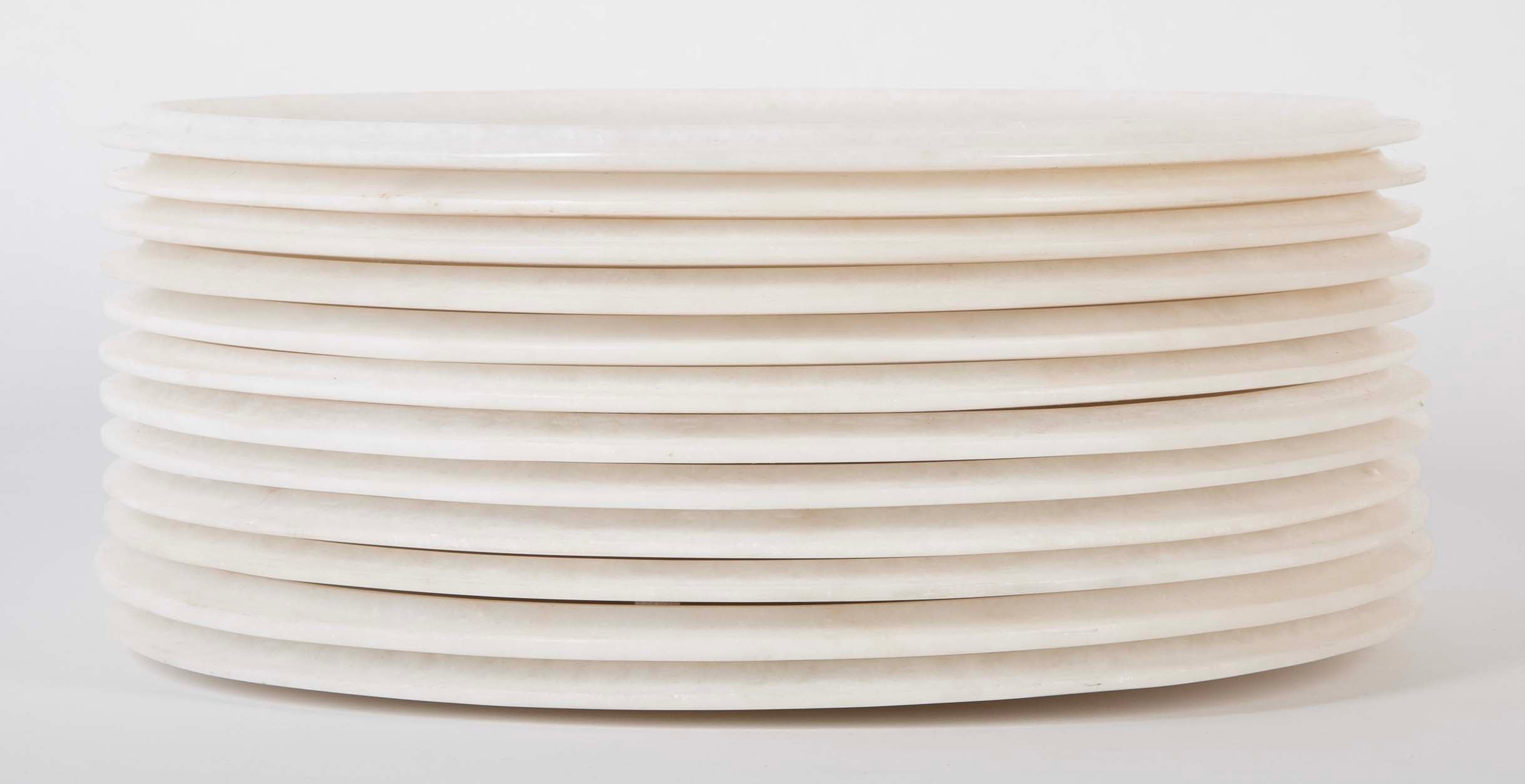 Set of Twelve Taj Marble Chargers