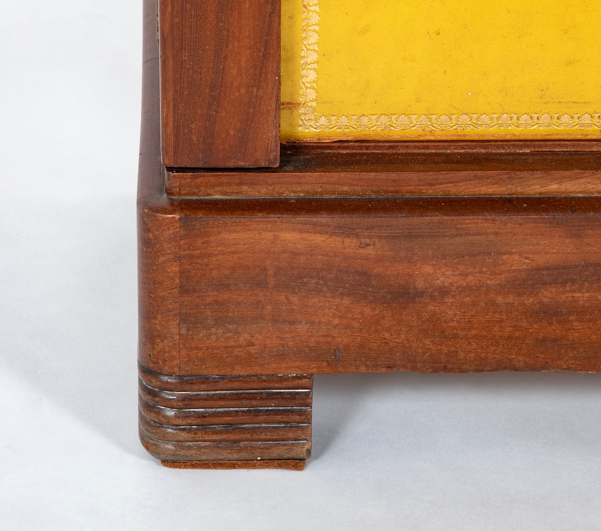 19th Century French Mahogany Cabinet with Yellow Leather Drawers