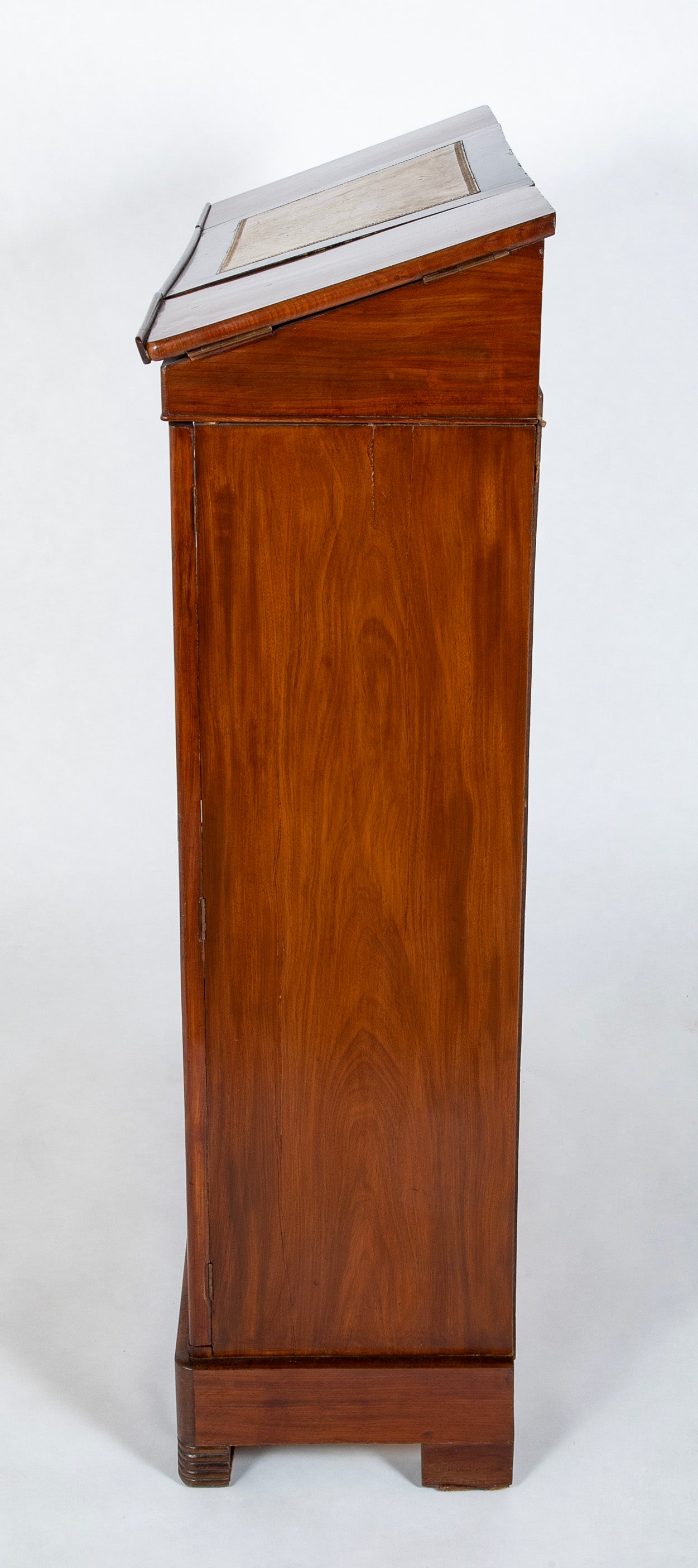 19th Century French Mahogany Cabinet with Yellow Leather Drawers