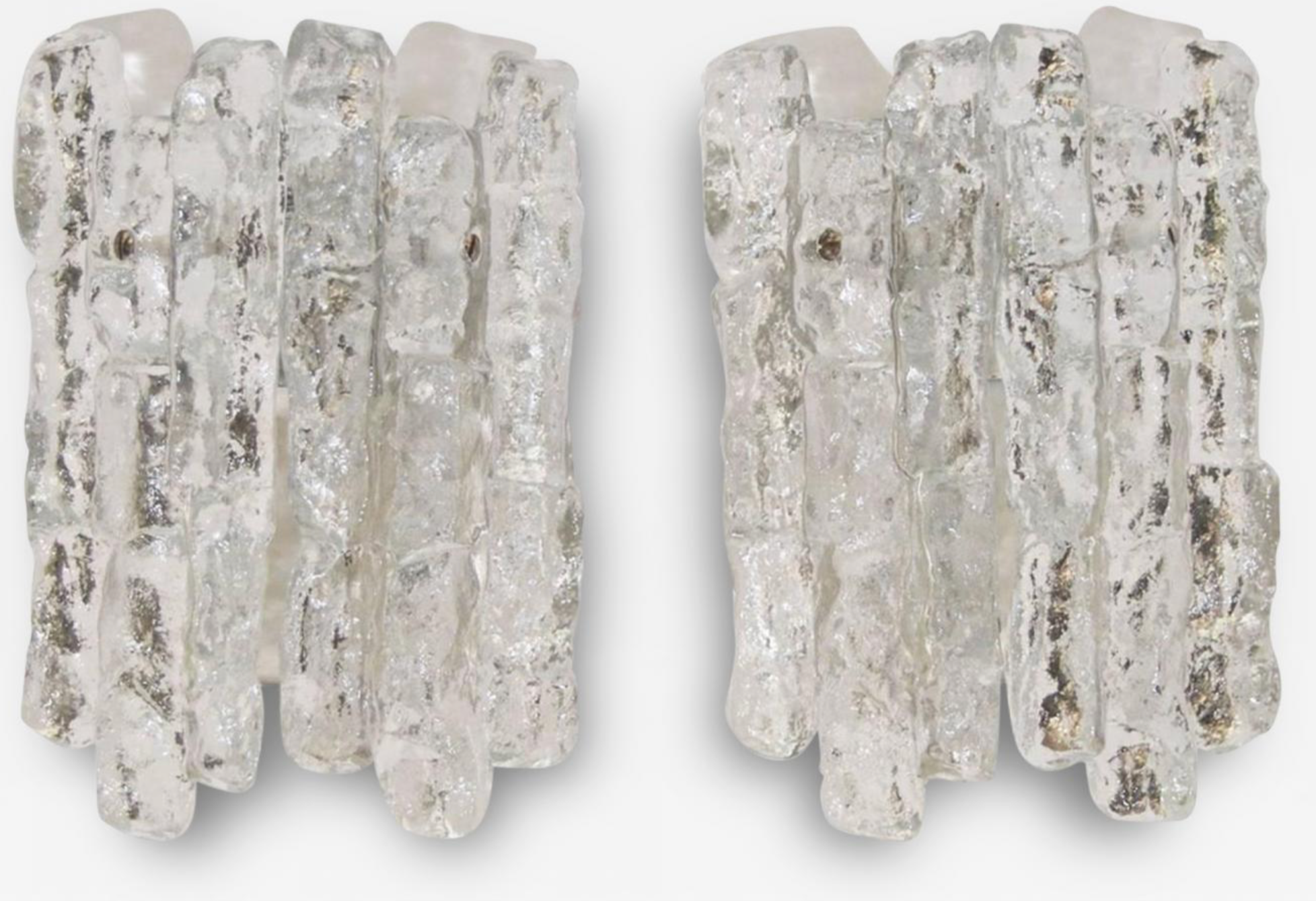 A Pair of Kalmar Ice Glass Wall Sconces