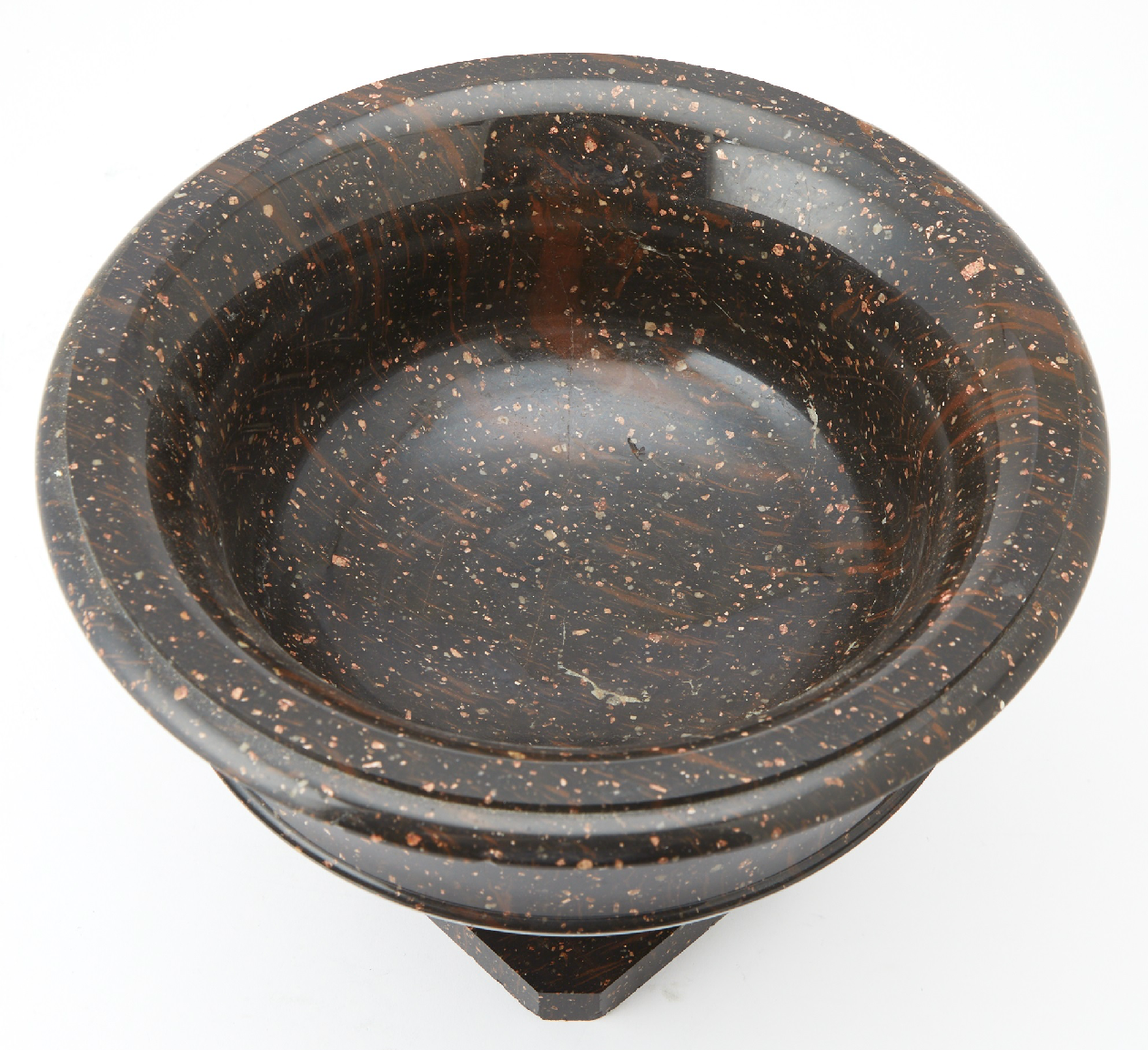 A Porphyry Classical Form Urn Raised on Square Base