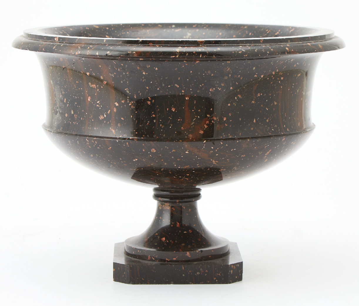 A Porphyry Classical Form Urn Raised on Square Base