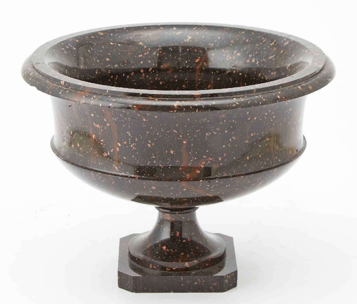 A Porphyry Classical Form Urn Raised on Square Base