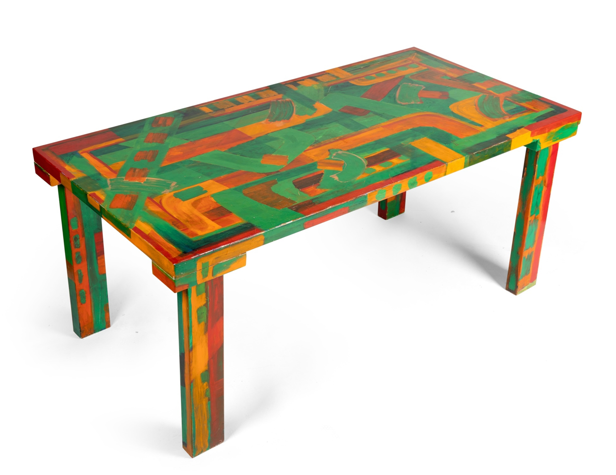 A Unique Painted Dining Table by Jim Partridge and Nick Bodimeade