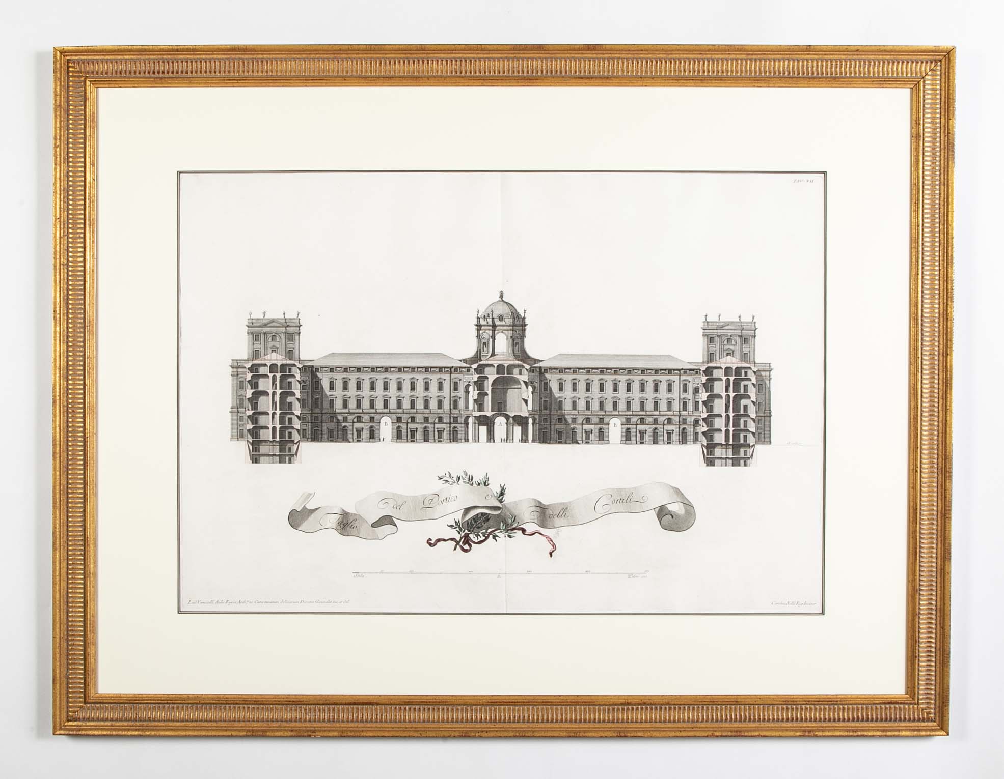 Pair of Carolius Nolli Engravings of Italian Architect Luigi Vanvitelli's Royal Palace of Caserta