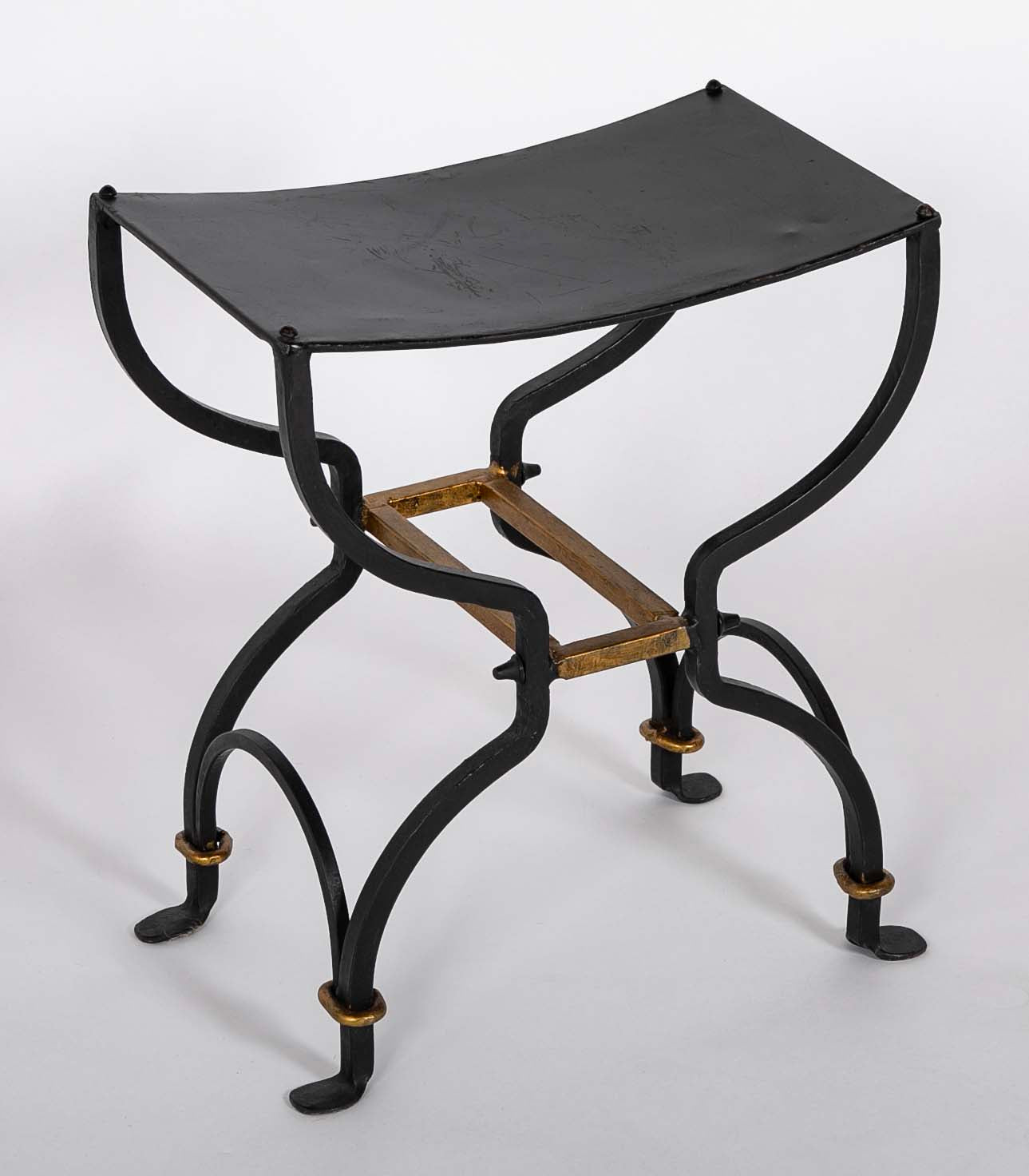 A French Mid-Century Iron Stool in the Manner of Georges Geffroy (b. France 1905)