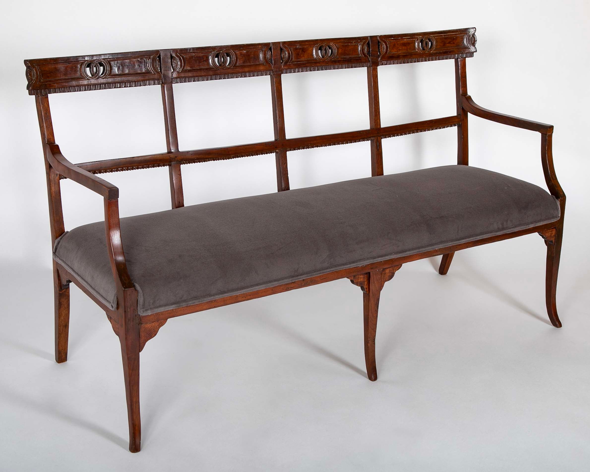 Late 18th/Early 19th Century Italian Walnut Bench or Settee