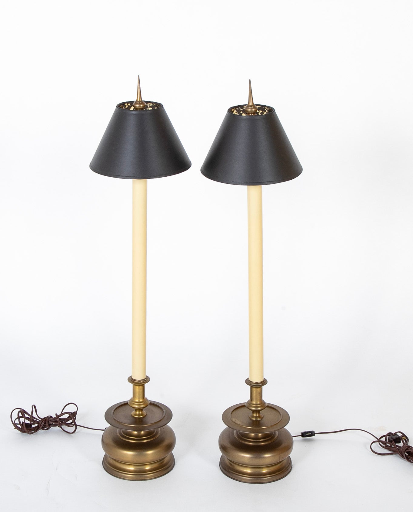 A Pair of Chapman Brass Candlestick Table Lamps