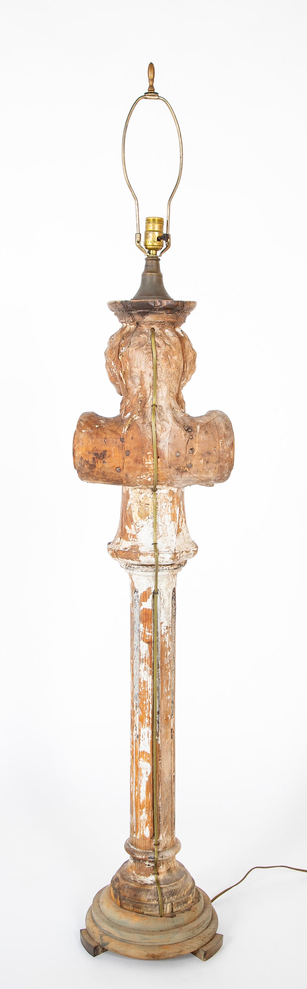 A Pair of French 19th Century Wooden Column Floor Lamps