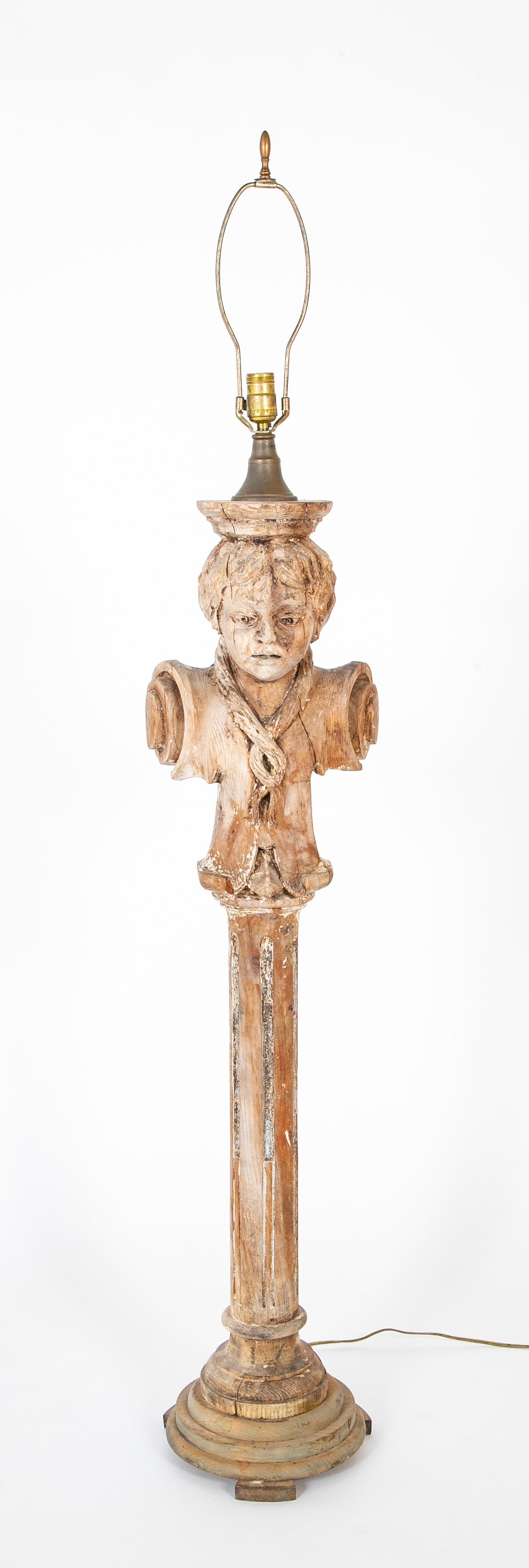 A Pair of French 19th Century Wooden Column Floor Lamps