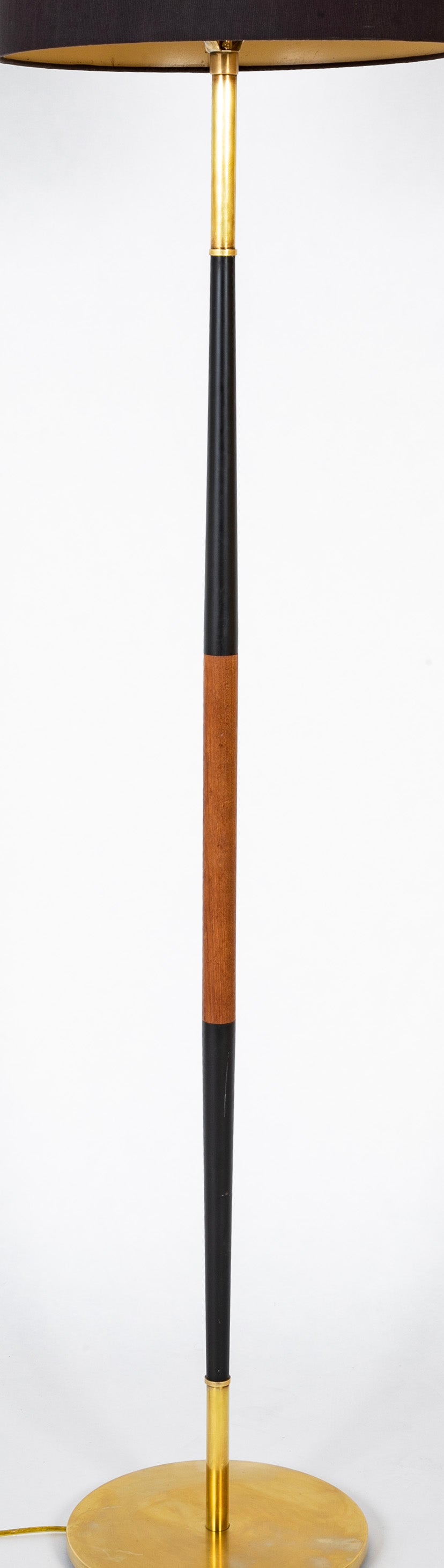 A Pair of Mid-Century Scandinavian Brass & Teak Floor Lamps