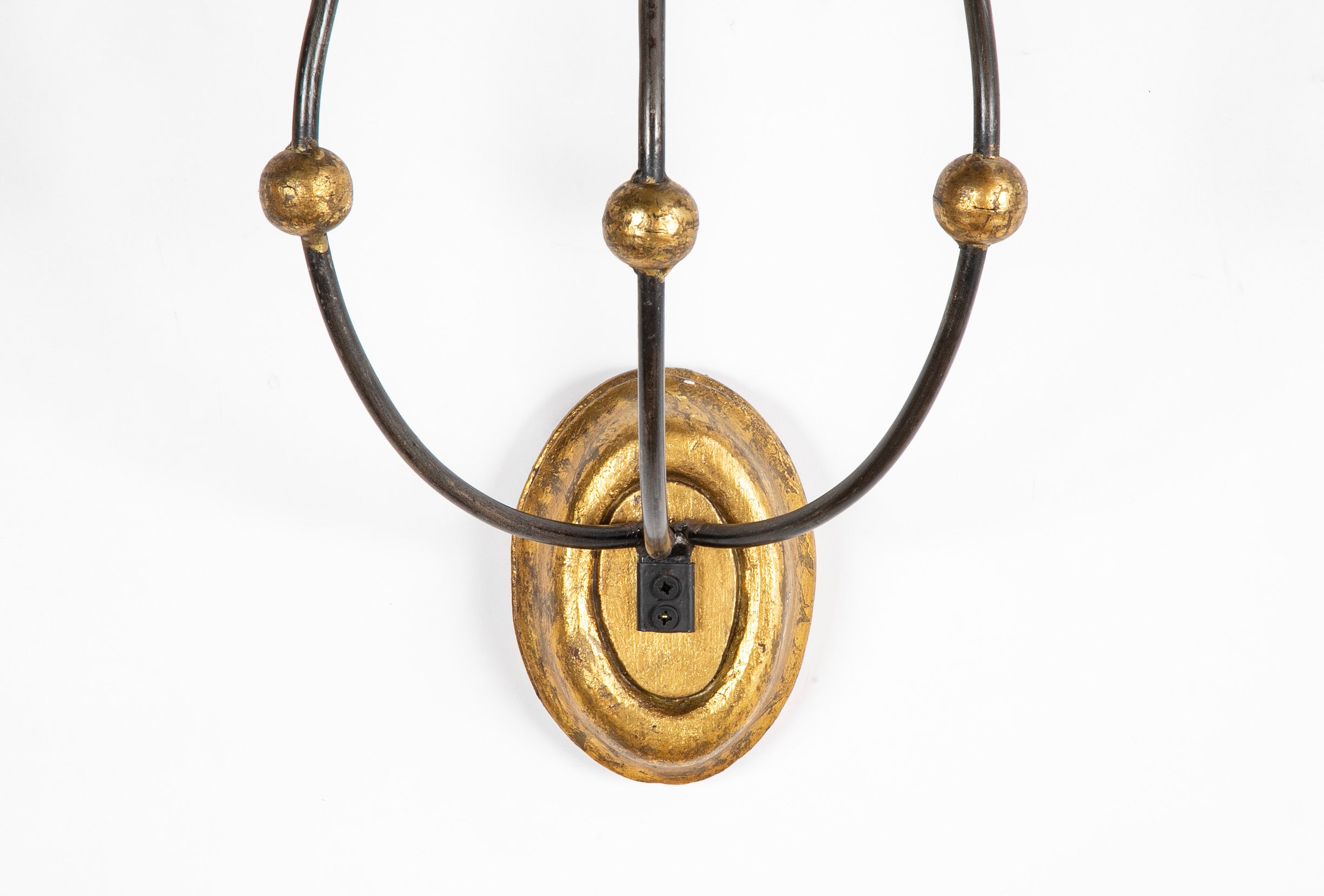 Set of Eight of Italian Iron Tole and Gilt Wood Sconces Priced per Pair