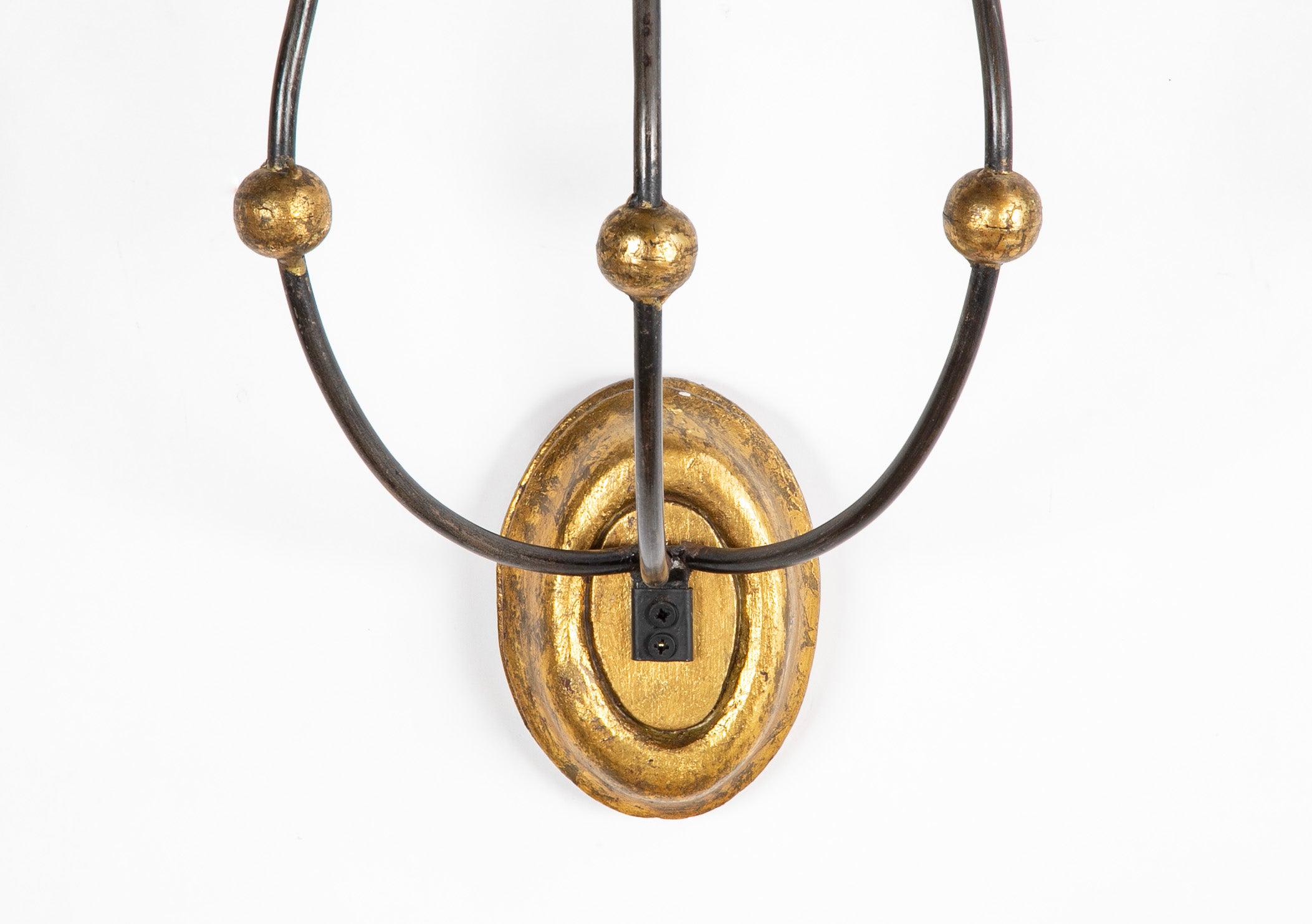 Set of Eight of Italian Iron Tole and Gilt Wood Sconces Priced per Pair