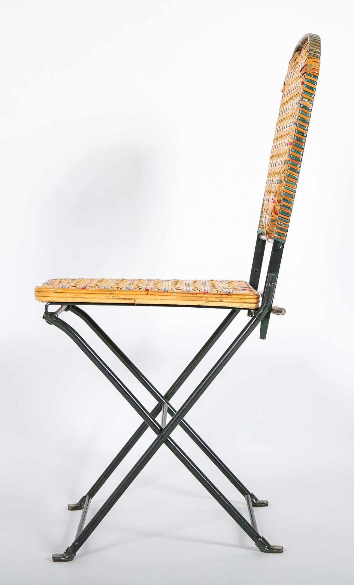 Set of Rattan & Wrought Iron Folding Chairs by "Un Jardin en Plus" Paris