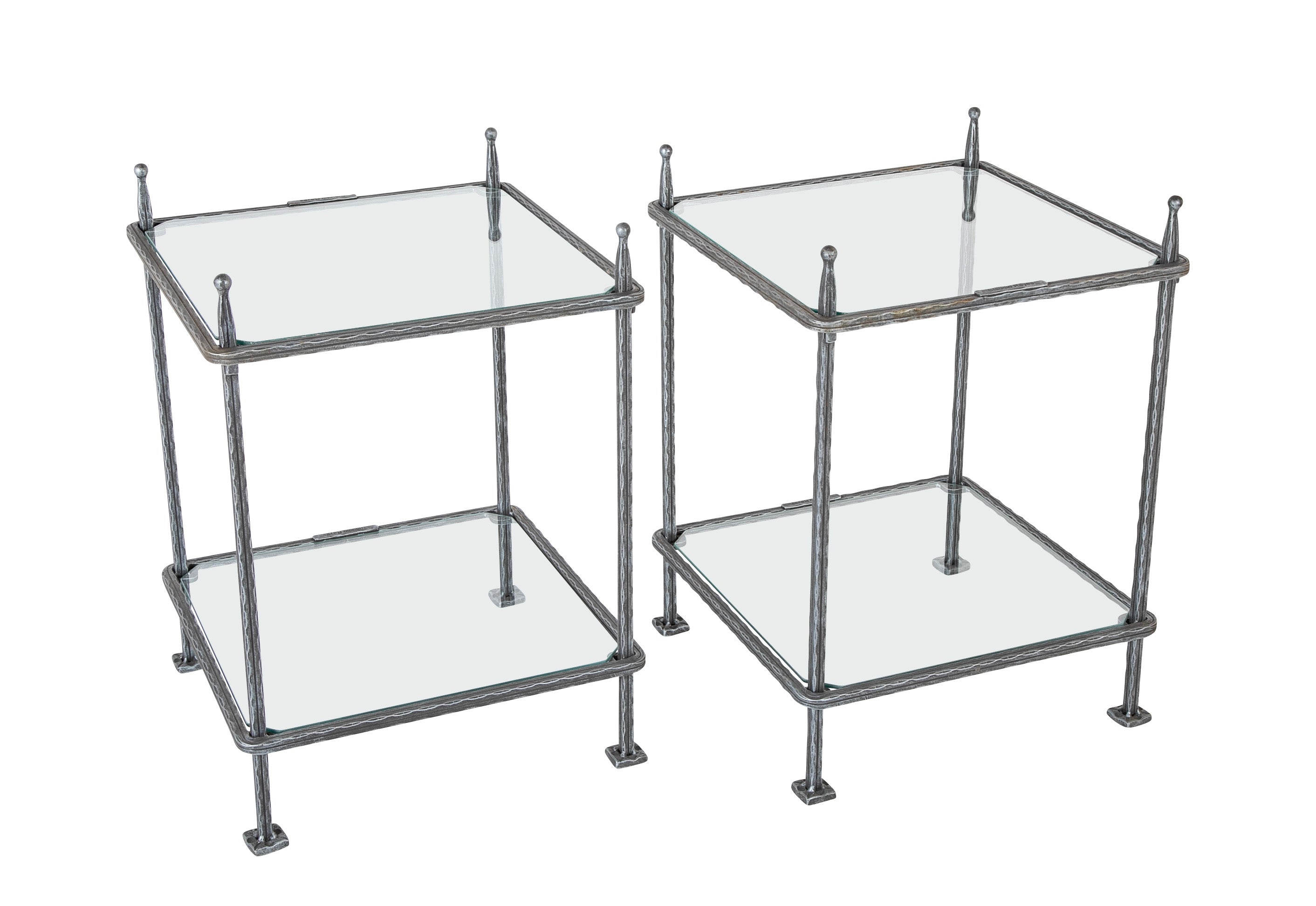 A Pair of Mid-Century Italian Iron Side Tables by Claudio Rayes