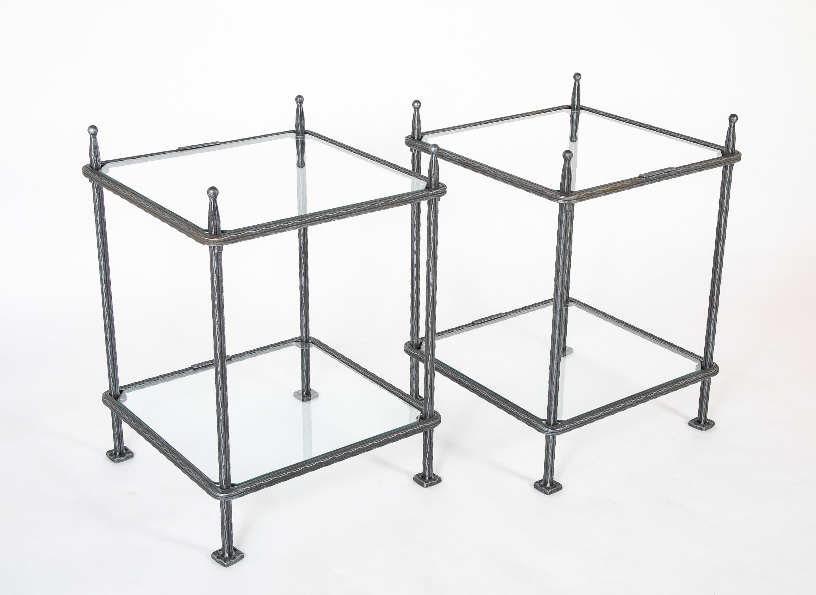 A Pair of Mid-Century Italian Iron Side Tables by Claudio Rayes