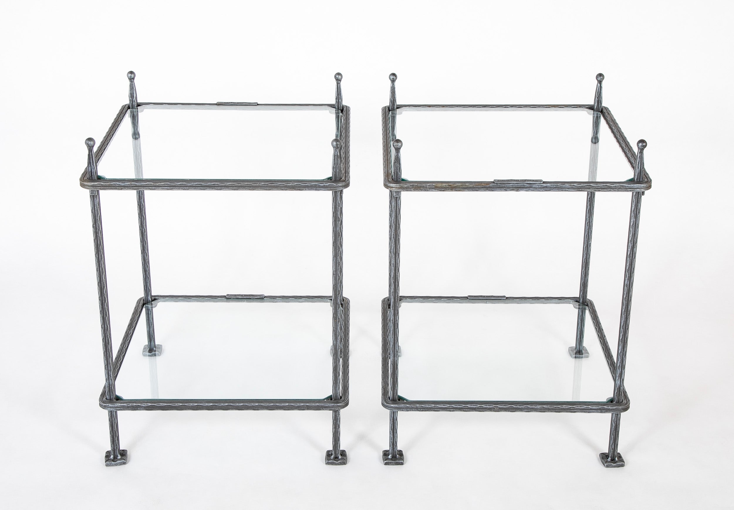 A Pair of Mid-Century Italian Iron Side Tables by Claudio Rayes