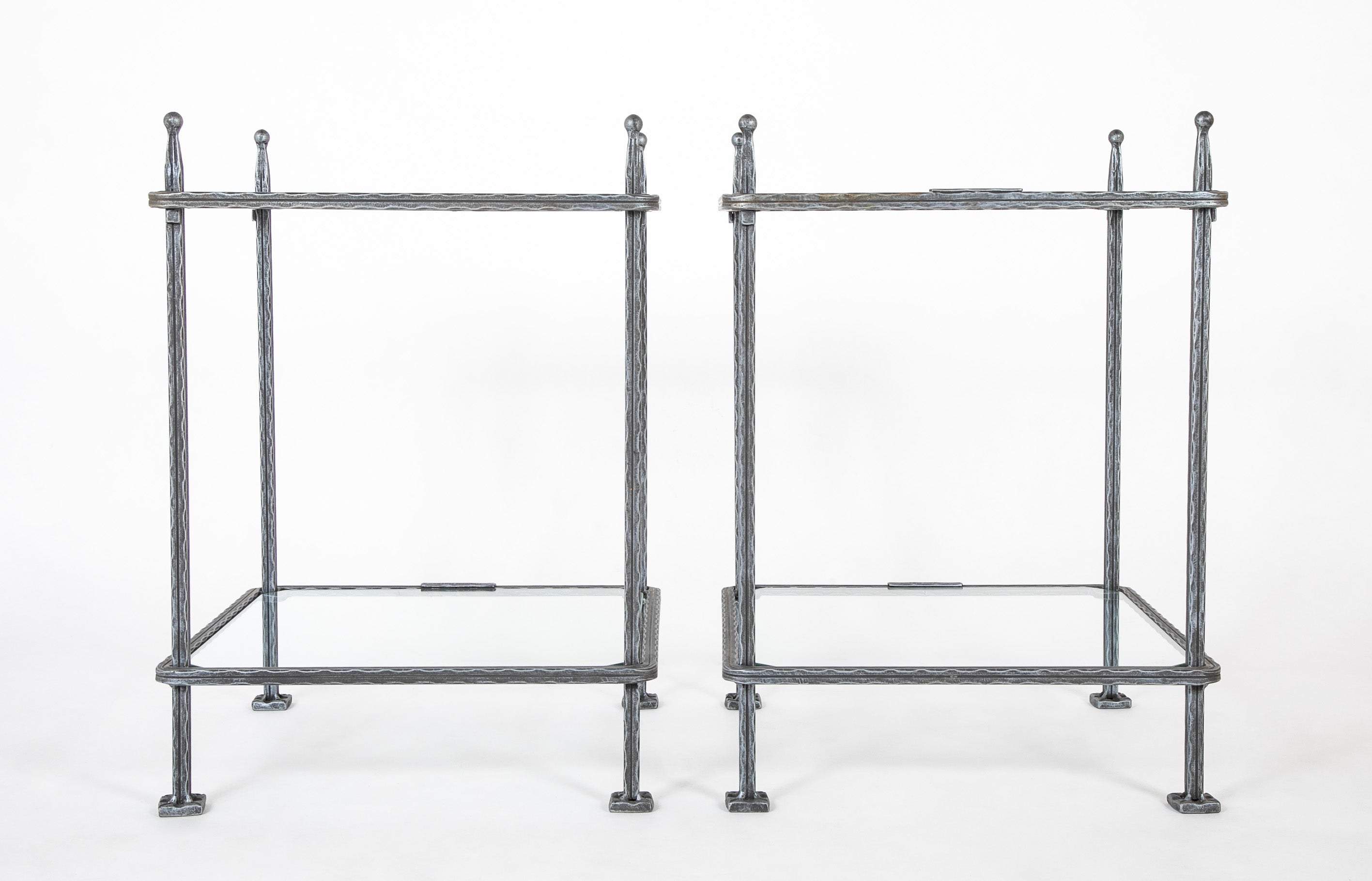 A Pair of Mid-Century Italian Iron Side Tables by Claudio Rayes