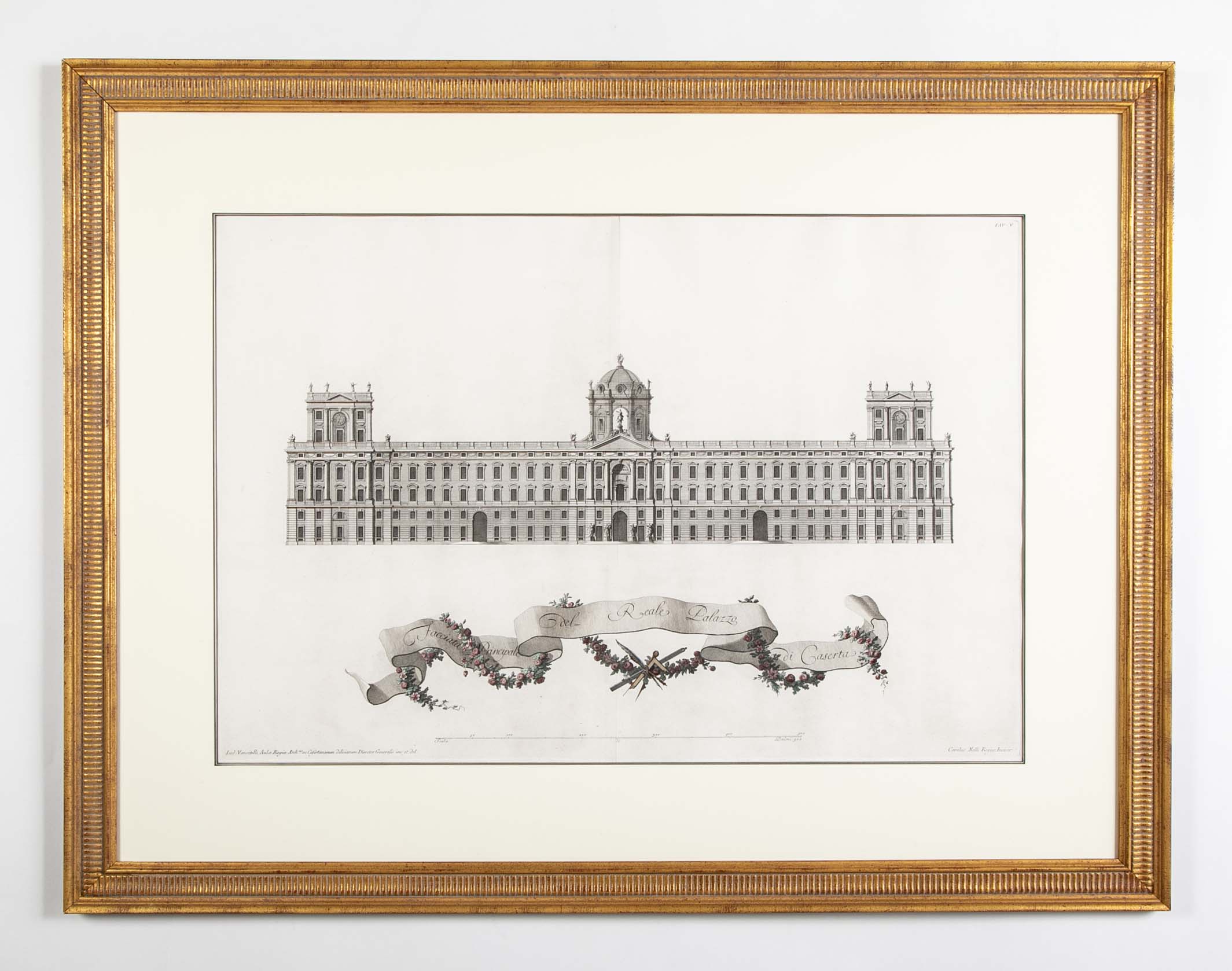 Pair of Carolius Nolli Engravings of Italian Architect Luigi Vanvitelli's Royal Palace of Caserta