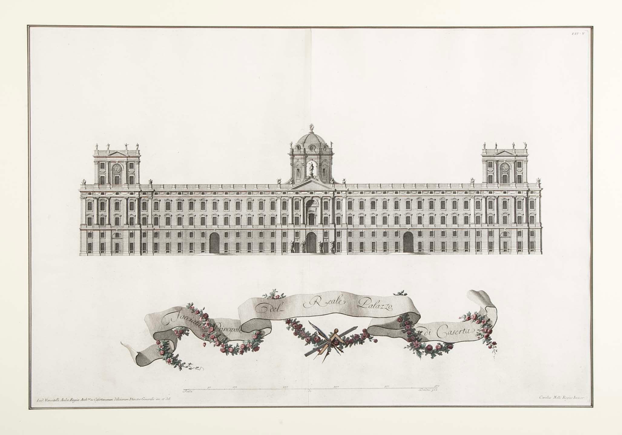 Pair of Carolius Nolli Engravings of Italian Architect Luigi Vanvitelli's Royal Palace of Caserta
